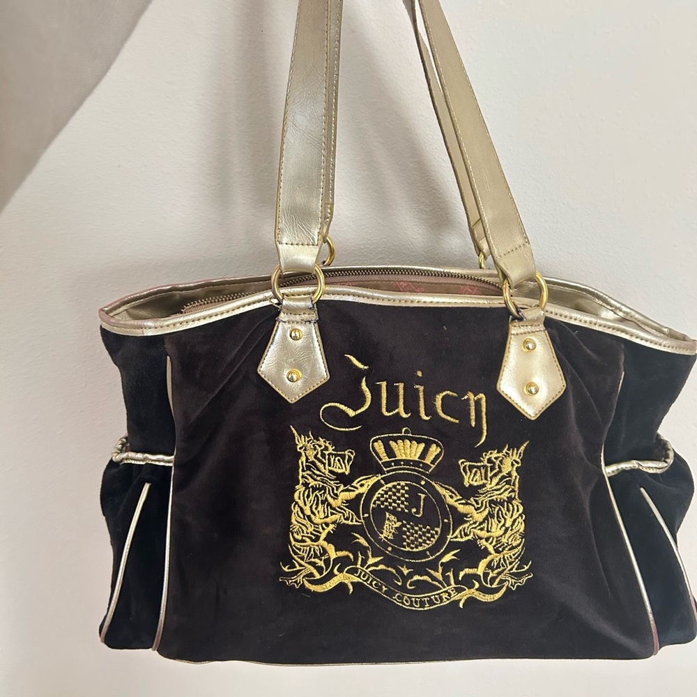 Juicy Couture Black and Gold Tote Bag vintage diaper bag